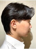 メンズセンターパートウルフセンターパートニュアンスパーマ襟足