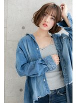 ミック ヘアアンドメイク アップ 駒込店(miq Hair&Make up) Aラインで小顔見せ*くせ毛風カールラブカジュアルエアリーボブ