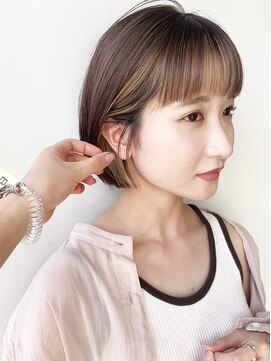 モリオフロムロンドン 原宿本店(morio from London) 【morio原宿】インナーカラー ボブ ベージュ ショート髪型