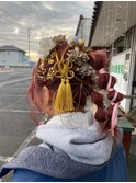 ヘアセット成人式大人可愛いピンク暖色カラーオニオンヘア