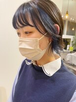 フェイスフレーミング/ブルー/ミストバング/インナーカラー/ボブ