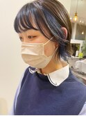 フェイスフレーミング/ブルー/ミストバング/インナーカラー/ボブ