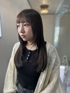 ソイクフ(SOY KUFU) 20代30代40代◎丸型レイヤー黒髪ロングワイドバングシャギー