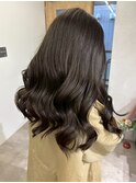 ブリーチなしオリーブグレージュ透明感カラー＊コテ巻き艶カラー