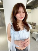 ANGELICA オリーブベージュ シースルーバング 韓国風