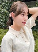 ナチュラル小顔前髪あり後れ毛サイドバング結べるボブくびれヘア