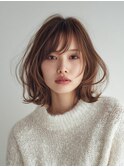 小顔／前髪／イメチェン／ミディアムレイヤー／20代30代／荻窪