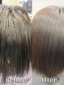 バームヘア(balm hair) 髪質改善縮毛矯正×ナチュラルストレート春カラー小顔効果