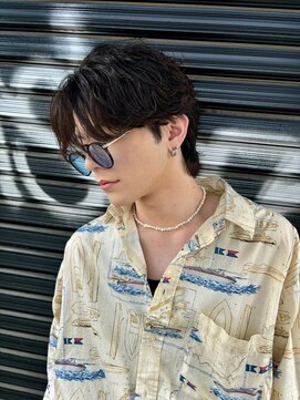 エルオム(EL.HOMME) 韓流波巻きニュアンスセンターパートウルフ