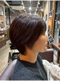 深みのある暖色カラー◎しっとりまとまるショートヘア