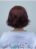 ボブパーマ/パーマ/ワインレッド/ダブルカラー