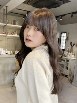 ロング韓国レイヤーカットブリーチなしミルクティーブラウン