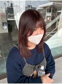顔まわりレイヤー×30代ピンクブラウン