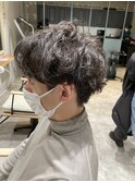 メンズ アップバング センターパート パーマ
