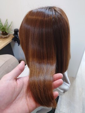 ヘアーカルチャー 小倉台店 HAIR CULTURE ミディアムオレンジベージュ小顔ロブ大人可愛い