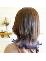 エムコレクション 丸亀店 裾カラー/パープルアッシュ/外ハネミディアム