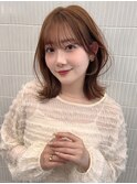 くびれレイヤー外ハネボブマロンベージュ髪質改善ミニウルフ1