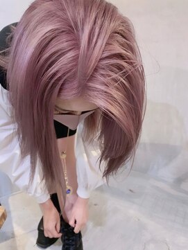 ベレーザ 渋谷神南(Beleza) 14682ブリーチ＆ダブルカラーベビーピンクホワイトピンクボブ