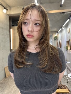 ソルトウォーター(SALT WATER) ベージュ/デザインカラー/レイヤーカット/恵比寿/代官山