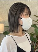 栄黒髪垢抜け外ハネシルエットボブヘア 切りっぱなしボブ
