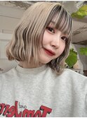 白髪ぼかしアンブレラカラーホワイトベージュ