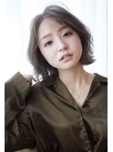 大人かわいいナチュラル外ハネボブ20代30代40代グレーベージュc