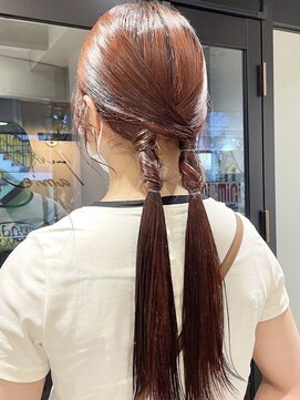 ラミエバイメルト 下北沢(lamie by melt) 毛利/夏 人気 暖色カラー オレンジベージュ ロング ヘアアレンジ