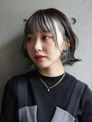 Goofy銀座/前髪インナーカラー/水色/東京/フェイスフレーミング3
