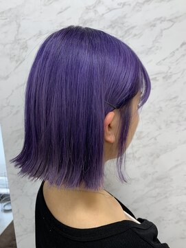 インデックスヘアーユー 錦糸町店(in'dex hair - U) ビビットパープル×外ハネ[錦糸町/錦糸町ブリーチ/ケアブリーチ]