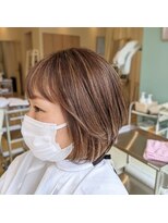 ヘアメイク アージュ 大野城 下大利店(HAIR MAKE age) ブリーチハイライトで白髪ぼかしカラー　30代40代50代