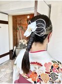 シンプルタイトポニー 卒業式ヘアアレンジ