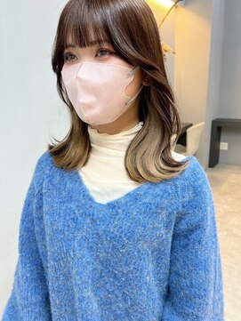 オズ 安積店(OZ) ミニウルフチェリーブラウンホワイトグレージュフェザーパーマ