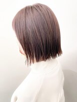ネオリーブ チロル 横浜西口店(Neolive CiroL.)&nbsp;ピンクベージュ春カラー顎ラインボブ切りっぱなしボブ【横浜】k