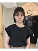黒髪/ボブルフ/ネビージュ/小顔/ワンレン/栄/髪質改善/前髪