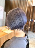 ブリーチあり/ショート×ラベンダーグレーカラー〔西尾〕