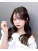 波巻きハーフアップ/セミロング/レイヤー/髪質改善