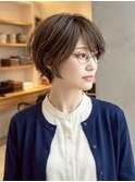 ハイライト/アッシュベージュ/ショート/丸みショート/30代40代