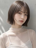 ヴェイン 渋谷(vain)&nbsp;オリーブグレージュ 切りっぱなし ミニボブ シースルーバング