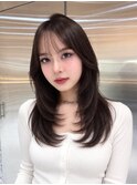 ワンホンレイヤ ー×ダークブルー[デジタルパーマ/ボブ/韓国]