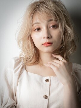 カバーヘア イヴ 戸頭店(COVER HAIR EVE) 大人ガーリーハイトーンカラーゆるふわミディ204t戸頭10代20代