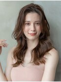 大人かわいい前髪セシルカットココアブラウンフリンジウェーブ