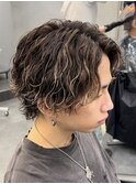 渋谷サーフカールメンズウルフカット緩め波巻きスパイラルパーマ