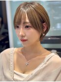 前髪カット＊イメチェンショートボブ＊カーキグレージュ