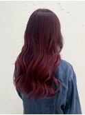 本厚木◎ロング韓国風巻きグラデーションチェリーレッド◎ピンク