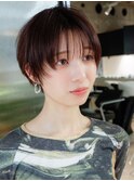 ショート前髪カットおくれ毛グレージュ_F20722