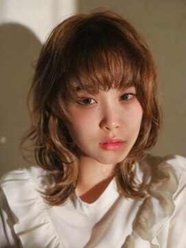 ベレッタ 楠葉店(veretta.) シースルーバング/ウェーブミディアム/顔周りレイヤー/抜け感