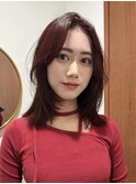 ミディアムレイヤーカット顔周りレイヤーハッシュカット透明感