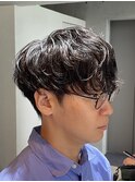 シャドウパーマ　無造作　韓国メンズ　シースルーマッシュ