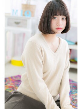ミック ヘアアンドビューティー 大山店(miq  Hair&Beauty) ノームコアな黒髪＆厚めバング小顔ぷつっとボブc1