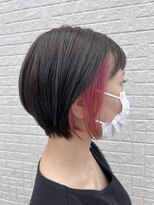ゴデーレ(GODERE) 黒髪×ピンクインナーカラーショートボブ10代20代30代カジュアル